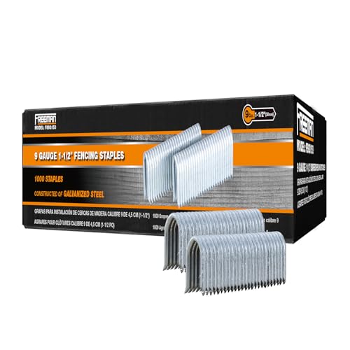 Freeman 9-Gauge 1-1/2" Galvanized Fencing Staples - Heavy Duty, Rust-Resistant, 1000 Pack