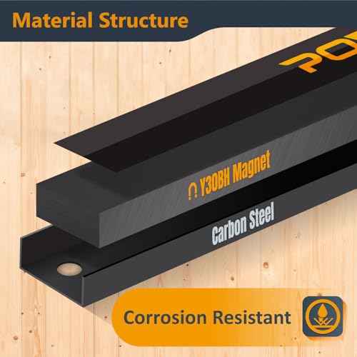 POWERTEC Magnetic Tool Holder Strip 12" 8PK, Metal Magnet Tool Bar Organizers for Garage, Workshop & Kitchen w/Mounting Screws, Space Saving Shop Organization Accessories (71965-P2)