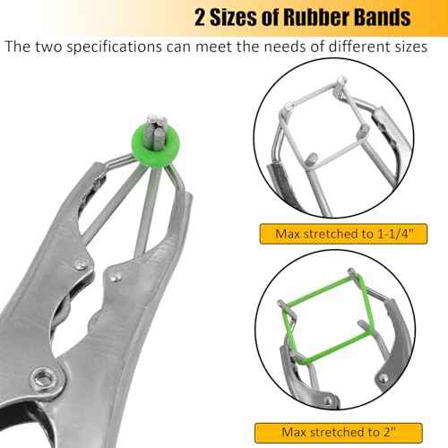 Goat Banding Kit, Stainless Steel Bander Snap Pliers with 70Pcs 2 Sizes Rings, Ring Installation Tool, Balloon Expander Pliers Tool