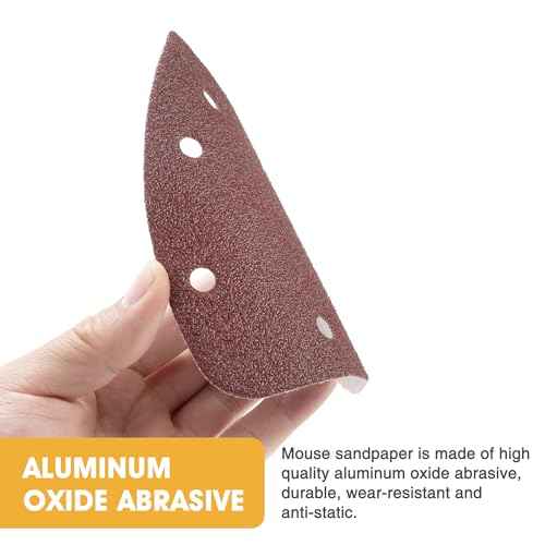 36 PCS Mouse Sander Sandpapers 6 Hole Mouse Sand Paper Detail Sander Sanding Disc Mouse Sander Pads Hook and Loop Triangle Sandpaper (60/80/100/120/180/240) -6 PCS for Each Grit