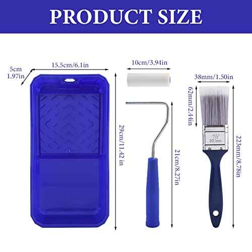 Paint Roller Kit, 9pcs Home Painting Supplies - Paint Brush, Paint Tray, Painting Tools, Roller and Paint Brushes, Durable Wall Painting Kit for Painting Walls, Cabinet, Touch up