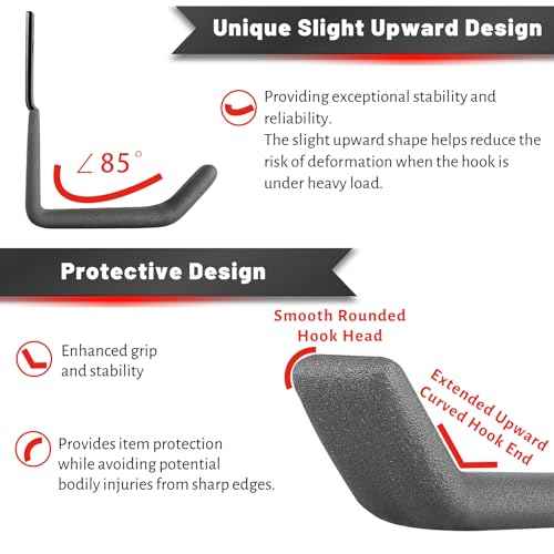 Garage Hooks for Hanging Heavy Duty, Ladder Hooks for Garage Wall Hanger, Metal J Utility Hooks, Shovel Holder Wall Mount Hooks, Garden Tool Organizer Storage for Helmet, Backpack-6Pack