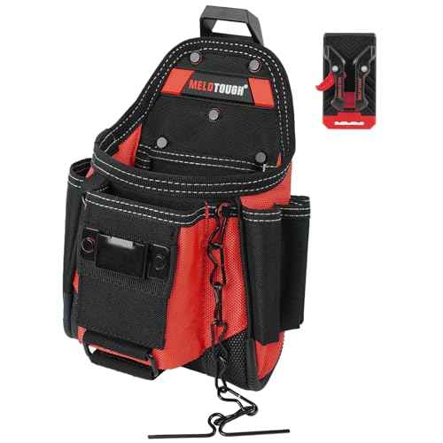 MELOTOUGH Small Electrician Tool Pouch Nail Screw Work Pocuh Tool Belt Pouch with Belt Clip Attachment Tradesman Tool Bag Pouch with Hammer Loop Electrician Tool Holster
