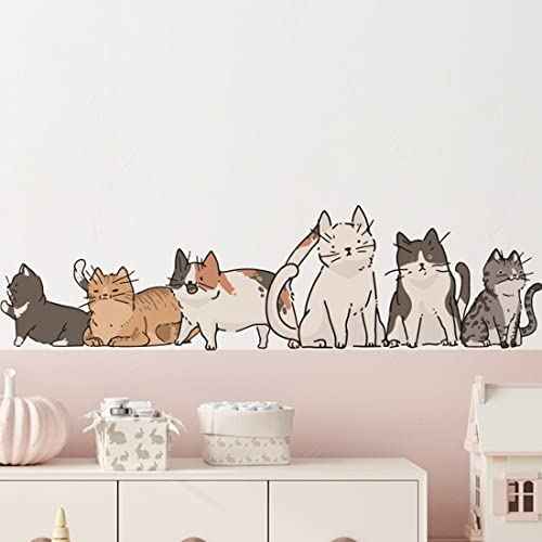 Wall Sticker and Decal, Cats in line