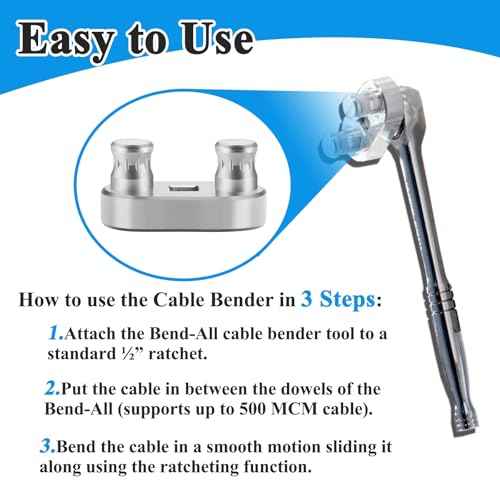 77455 Cable Bender Tool, Connects to 1/2'' Ratchet, Wire Bender Tool-Maximum Bending Up to 500 MCM