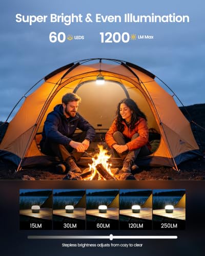 Glocusent 400H Camping Lantern - Rechargeable 5000mAh Solar Pocket Light, Green