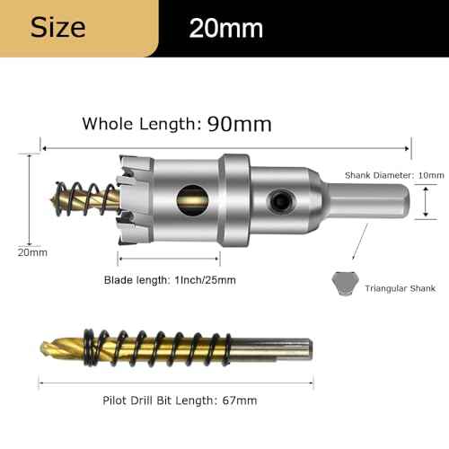 ASNOMY Tungsten Carbide Tipped Hole Saw Drill Bit for Hard Metal, 25/32 Inch(20mm) T.C.T Hole Saw Cutter with 2pcs Titanium-Plated Pilot Drill bit for Metal, Stainless Steel, Iron, Wood, Plastic