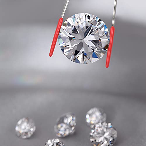 2 Pieces Bent Tip Tweezers with Rubber Tips PVC Coated and 2 Pieces Tweezers Rubber Coated PVC Soft Non Marring Flat Tips Lab Hobby Jewelry Craft Stainless Steel Tool(Red)