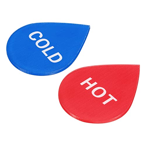 PATIKIL Self Stick Hot/Cold Water Label, 5 Pairs/10 Pack Acrylic Drop Shape Sticker Signs for Faucets Sinks, Red/White, Blue/White
