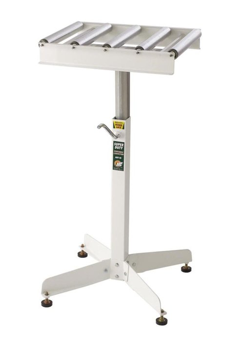 Adjustable Roller Table Stand HTC HRT-10 Super Duty Conveyor Feed Stand With 5 Ball Bearing Rollers , White