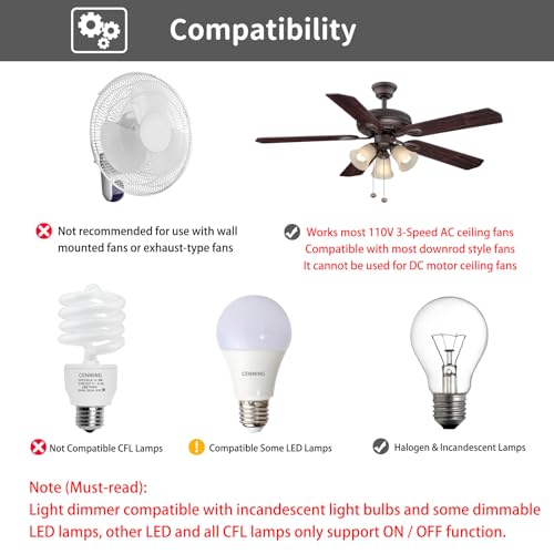 CENMING FAN28R Universal Ceiling Fan Remote Control Kit for Harbor Breeze Hampton Bay Hunter
