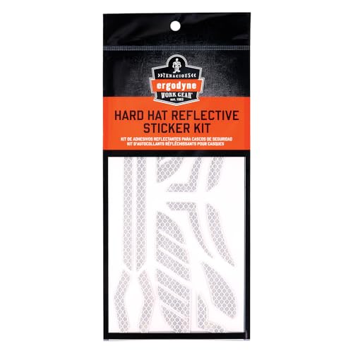 Ergodyne Skullerz 8961 Reflective Hard Hat Stickers, Safety Helmet Strips, Hard Hat Accessories Adhesive Sticker Decal Kit