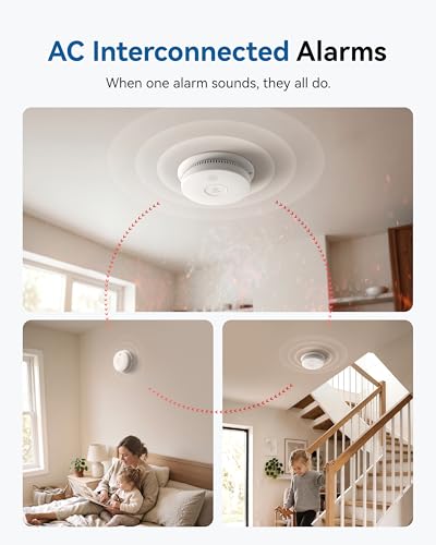 SITERWELL Hardwired Photoelectric Smoke Detector with 9V Backup Battery, Interconnected Fire Alarm for Home Safety