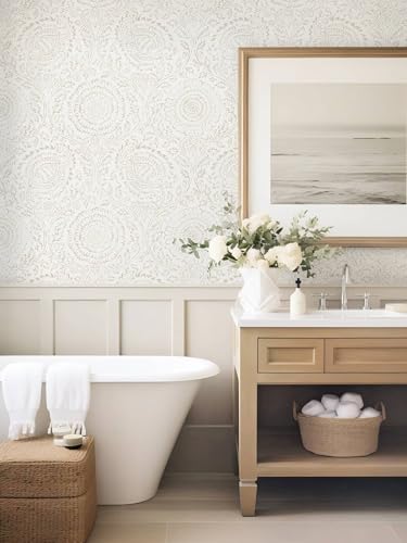 Ismoon Peel and Stick Floral Wallpaper Beige 17.3