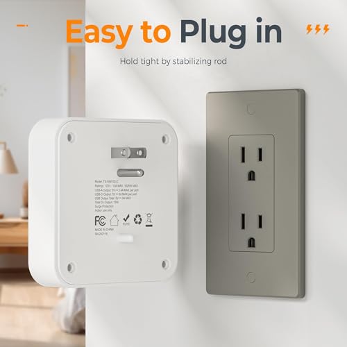 TESSAN Grey 4 Outlet Power Strip with 2 USB-C Ports and Surge Protection