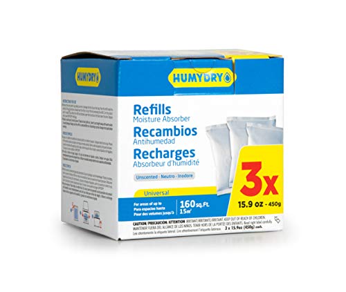 HUMYDRY 15.9 oz Moisture Absorber Refills, Unscented 3-Pack for Medium Rooms