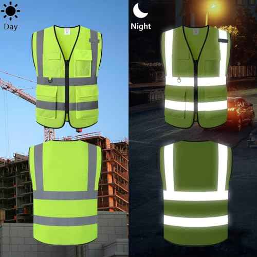 Safety Vest for Men Women Hi Vis Vest with Pockets Mesh High Visibility Vests Meets ANSI/ISEA Standards