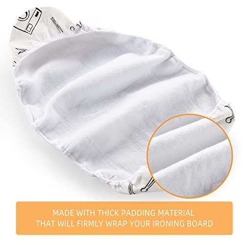 Seiritex Ironing Board Cover and Pad 15x54 White, Heat Reflective, 3-Layer Thick Elastic Edges
