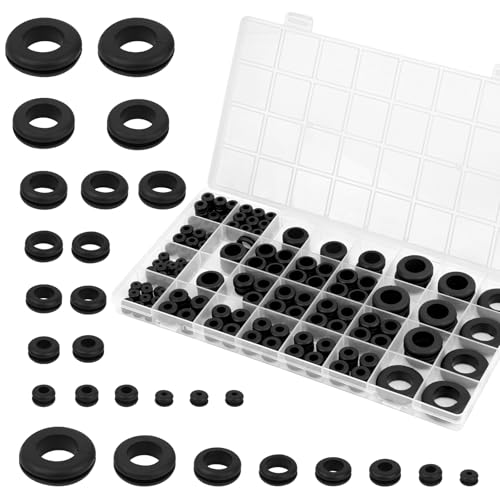 Opvixi 200pcs Rubber Grommet Kit - 8 Sizes Black Wire Grommets for Electrical, Automotive & DIY