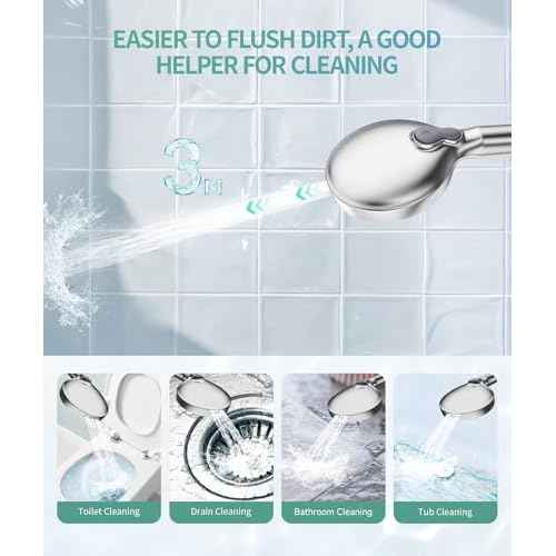 Filtered Shower Head with Handheld, High Pressure 9 Spray Mode Chrome Showerhead with Filters,detachable shower head,Water Softener Filters Beads for Hard Water -Remove Chlorine