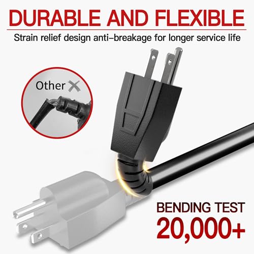 25FT Outdoor Waterproof Extension Cord 16/3 13A Black Heavy Duty Power Cable