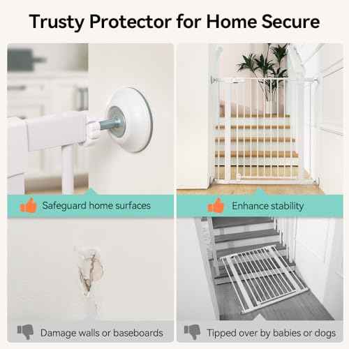 COMOMY 4 Pack Baby Gate Wall Protector, Safety Child Gate Extender Wall Cups, Baby Gate Wall Guard for Protect Walls & Doorways from Pet & Dog Gates, Pressure Mounted Gates Extension Kit, White