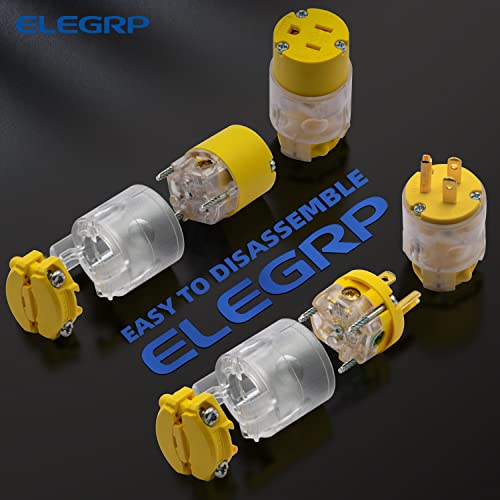 ELEGRP Lighted Electrical Plug & Connector Set 15A 125V NEMA 5-15P/R Commercial Yellow - Variation 1
