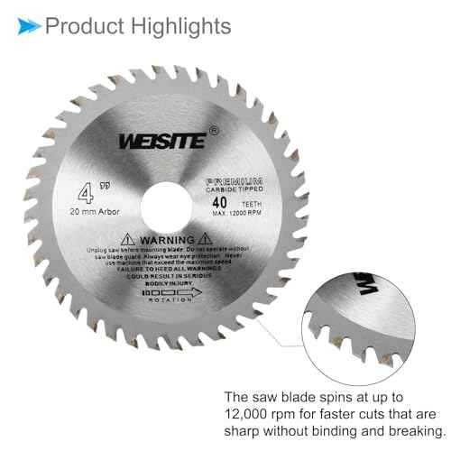 Circular Saw Blade, 4" Outer Dia 40 Teeth 5/8" Arbor, Wood Tungsten Carbide Tipped () Slitting Saw - (Applications: for Wood Cutting)