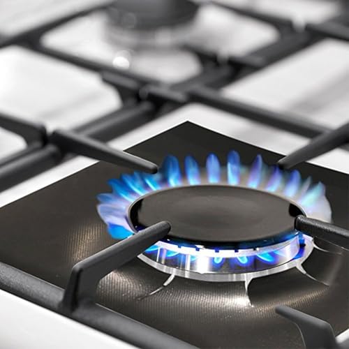 Lecona 10-Pack Gas Stove Burner Liners, Non-Stick Stovetop Protectors 10.6" x 10.6", Reusable & Dishwasher Safe