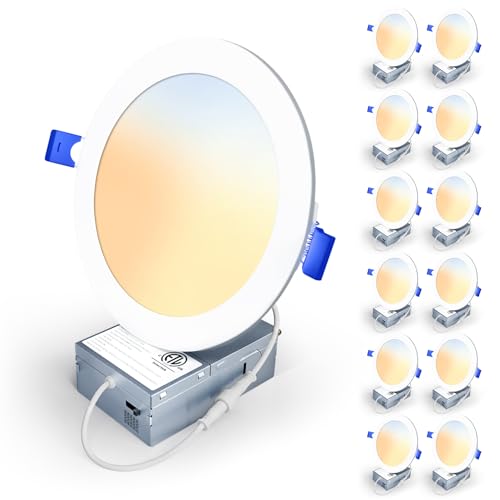 Veriligt 6 Inch White Recessed LED Lights 12 Pack Dimmable Canless Ceiling Downlights