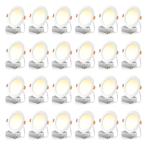 FREELICHT 6 Inch LED Recessed Light 24 Pack, 5 CCT Dimmable, 1050LM, Easy Install