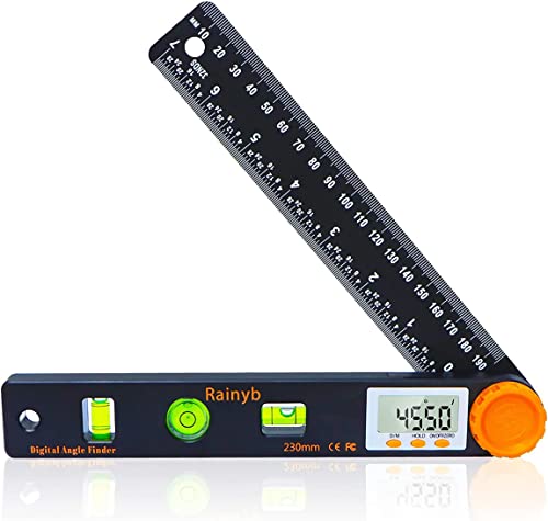 Rainyb 7-Inch Digital Angle Finder Protractor with LED Display, Horizontal/Vertical Levels, 0-360°