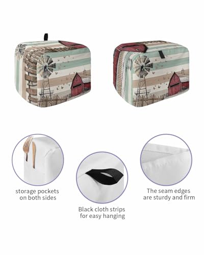 Versotilahome 2-Slice Windmill Farmhouse Toaster Cover Teal Brown 12x7.5x8 in