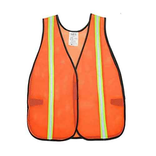 SIFE 1 Pack High Visibility Reflective Safety Vest,Made from Breathable and Neon Orange Mesh Fabric,light weight for Man and Woman(Orange, 1 pack)