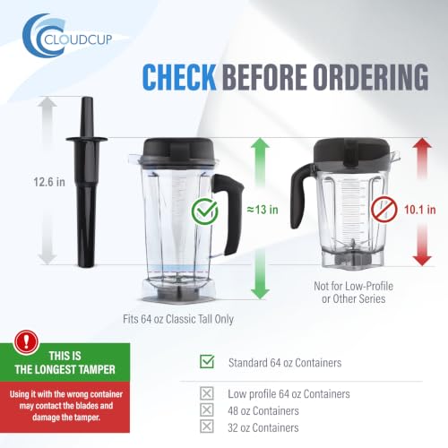 CloudCUP Classic Tall Tamper Replacement for Vitamix 64 oz Classic Container (1 pack) – CC-VT-CL64-1PK