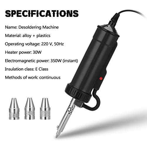 Solder Sucker, Automatic Desoldering Pump Vacuum, Portable Electric Solder Tin Sucker, Vacuum Soldering Remove Pump Desoldering Machine, AC110V 30W with 3 Soldering Suction Tips