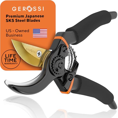 Gerossi Heavy Duty Bypass Pruning Shears 7-inch Garden Hand Pruners