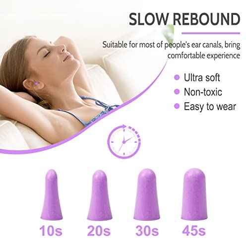 LYSIAN Ultra Soft Foam Earplugs Sleep - 38dB SNR Noise Cancelling Ear Plugs for Sleeping, Shooting, Snoring, Work Loud Sound Reduction- 60 Pairs Valued Pack,Purple