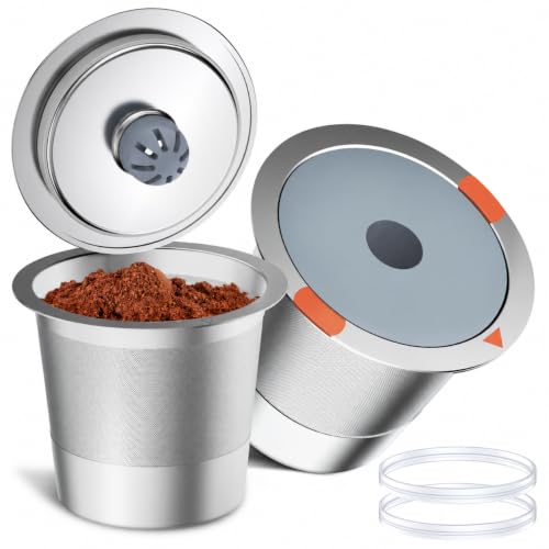 Noalto 2 Pack Reusable Stainless Steel K Cups for Keurig Coffee Makers - Universal Compatibility