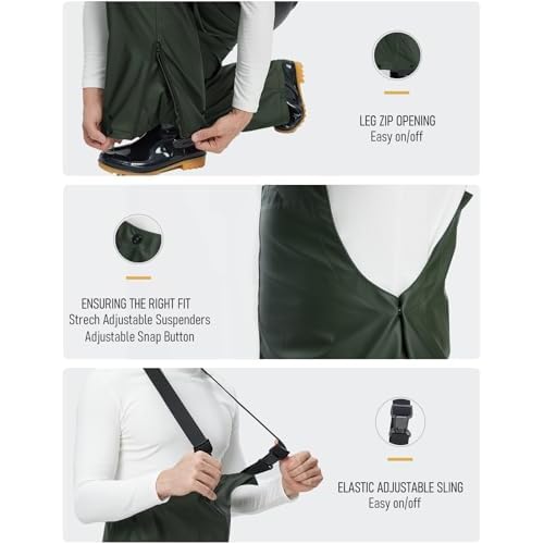 Town & Field Waterproof Overall Rain Pants, Heavy-Duty Rubber Bib, Unisex Fit Workwear for Industrial, Fishing, Farming