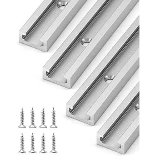 QWORK 12" T-Track, 4 Pack Aluminum Double Track with Mounting Holes for Woodworking