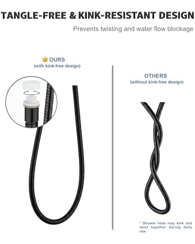 Singing Rain 79-Inch Matte Black Flexible Shower Hose - Kink-Resistant Replacement for Handheld Showerheads (Variation: Matte Black / 79 Inch)
