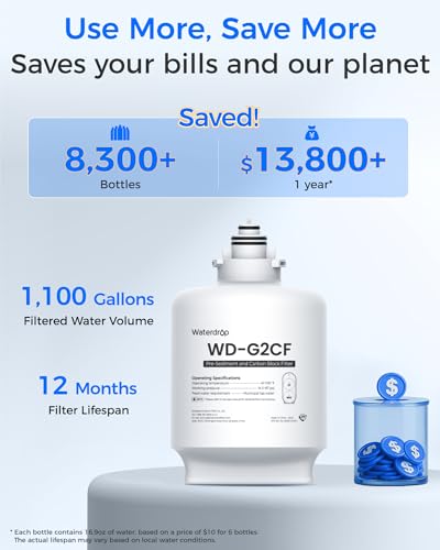 Waterdrop G2CF Replacement Water Filter for G2 & G2P600 & G2MNR RO Systems - 1 Pack