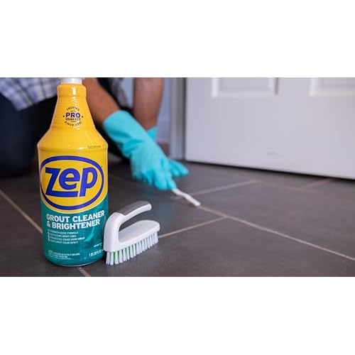 Zep Grout Cleaner and Brightener - 32 Ounce (1 Bottle) - ZU104632 - Deep Cleaning Formula Removes Old Stains From Grout
