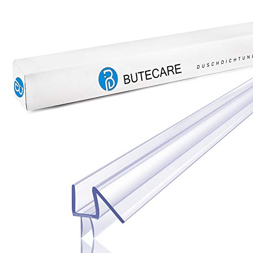Butecare 3/8'' Frameless Shower Door Bottom Seal - Clear Vinyl Water Barrier, 2-Pack