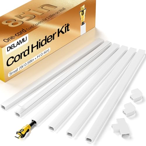 Delamu White 85in Wall Cord Hider for Single Wires, Cable Management Kit