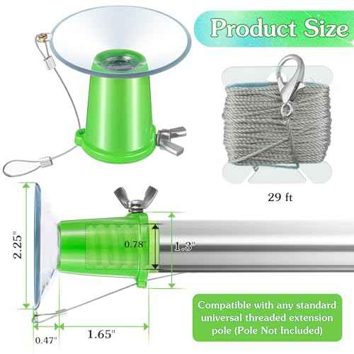 Enhon Light Bulb Changer for High Ceilings and Recessed Lights, Suction Cup Light Bulb Changer Attachment Kit Compatible with DocaPole and Other Standard Threaded Extension Pole (Pole Not Included)