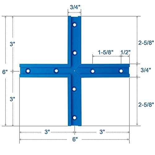 Aluminum T-track Intersection Kit with Wood Screws?Double Cut Profile Universal with Predrilled Mounting Holes -Woodworking and Clamps ? Fine Sandblast Anodized - 1 PK (Blue)
