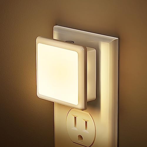 JandCase Warm White 2-Pack Plug-in Night Lights Dusk-to-Dawn Sensor