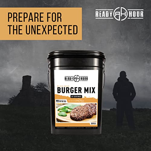 Ready Hour Black Bean Burger Mix - 25-Year Shelf Life, Vegan Emergency Food Supply, Includes 10 Resealable Pouches, 60 Servings